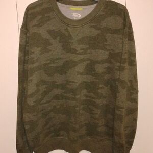 Men's Camouflage Crewneck Sweatshirt - Olive Green